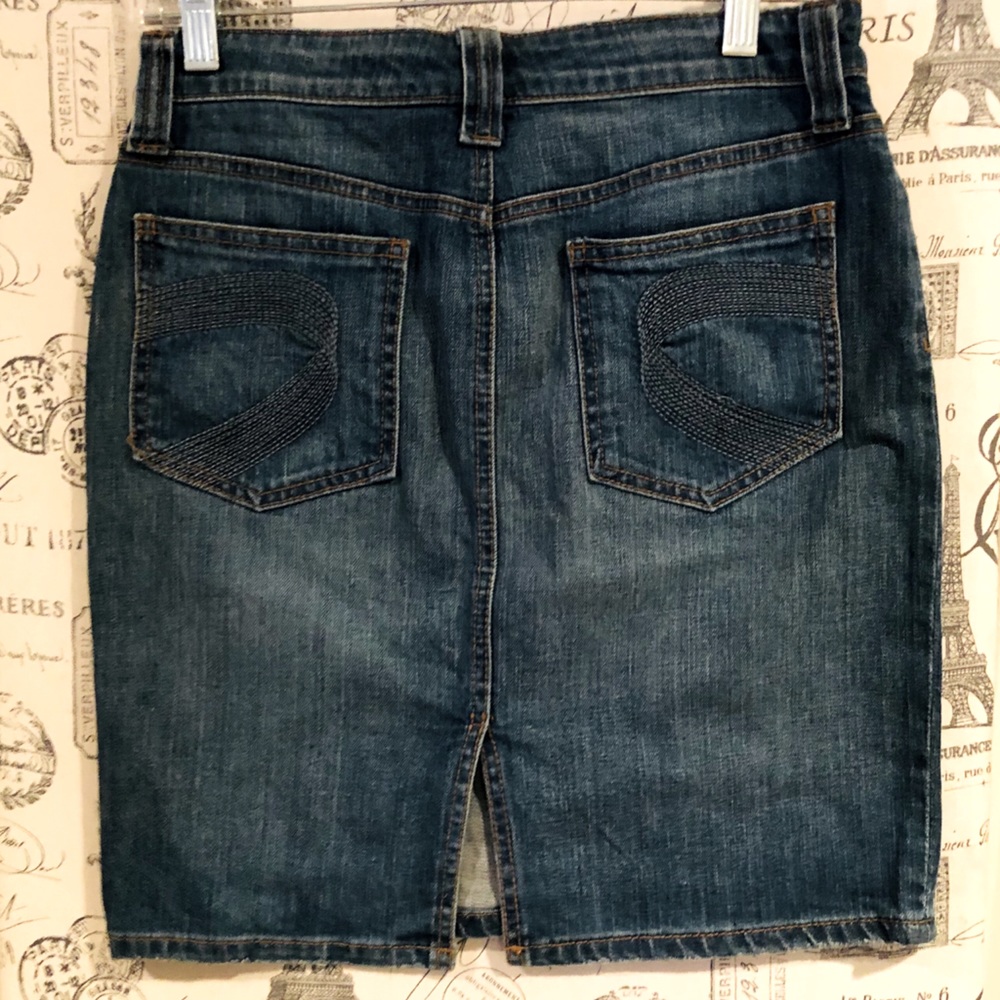 Pure Color Boutique Denim Midi Skirt NWT Dark Wash Jean Skirt Vogue - Picture 13 of 15